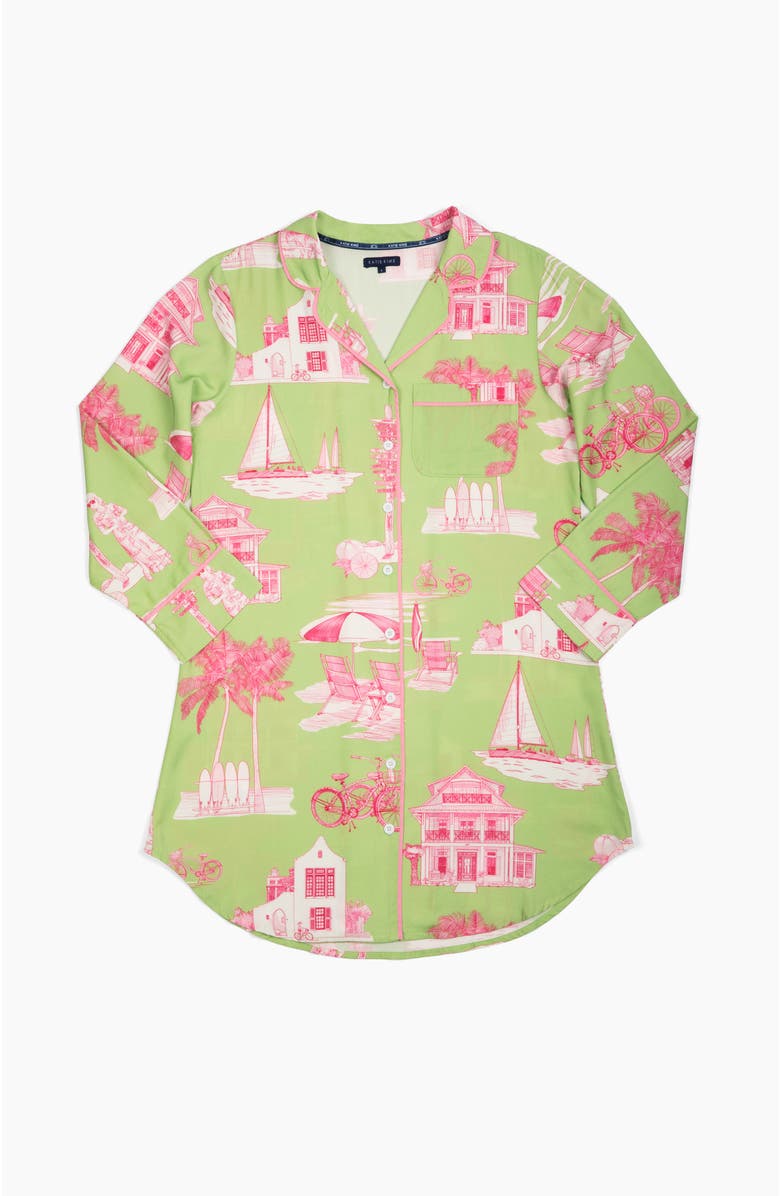 Katie Kime Florida Toile Sleep Shirt, Alternate, color, Green