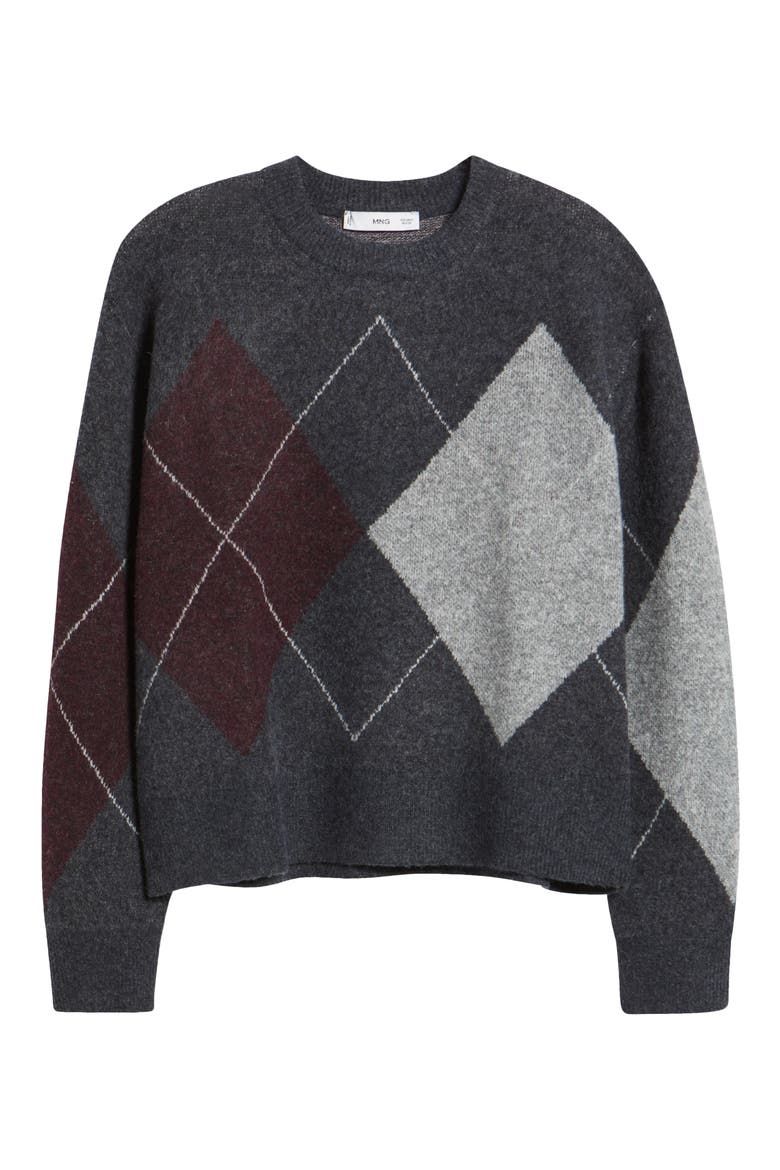 Rombon Argyle Sweater, Alternate, color, MEDIUM HEATHER GREY
