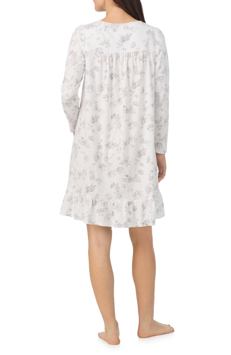 Eileen West Long Sleeve Short Cotton Nightgown, Alternate, color, White/ Grey