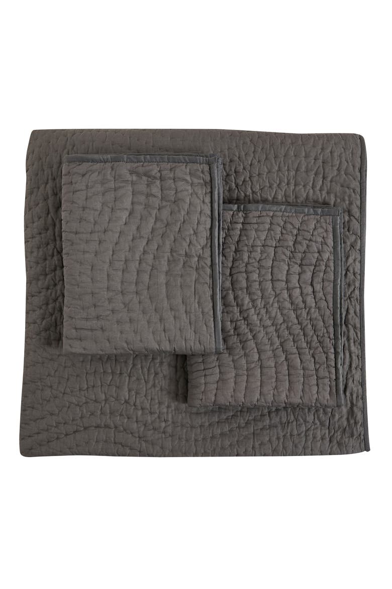 Voile Solid Cotton Quilt & Sham Set, Main, color, CHARCOAL