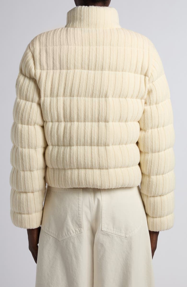 Moncler Rib Quilted Wool & Cashmere Down Puffer Cardigan, Alternate, color, White