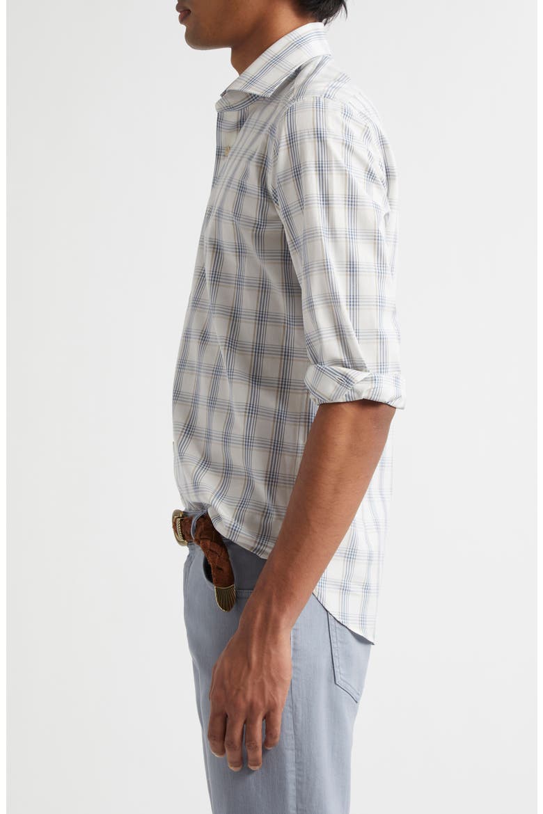 Dandy Plaid Cotton & Linen Button-Up Shirt, Alternate, color, DENIM