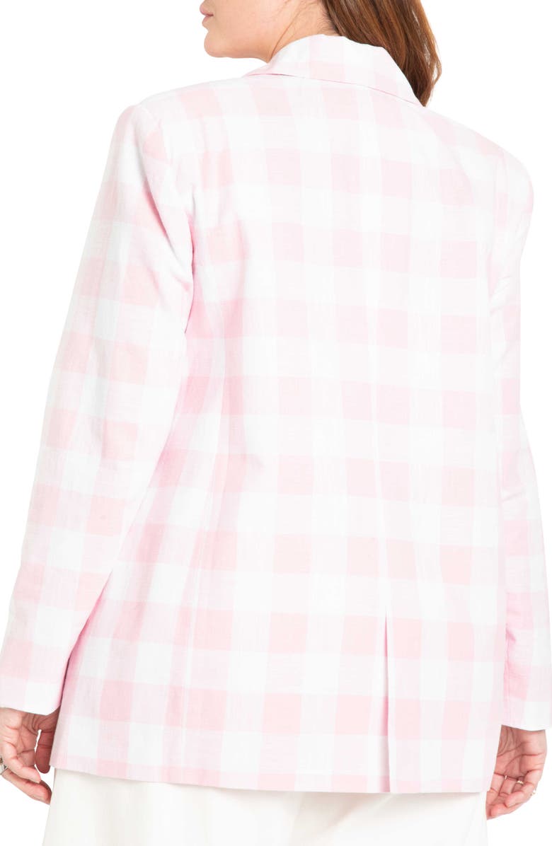 ELOQUII Oversize Plaid Cotton Blazer, Alternate, color,
