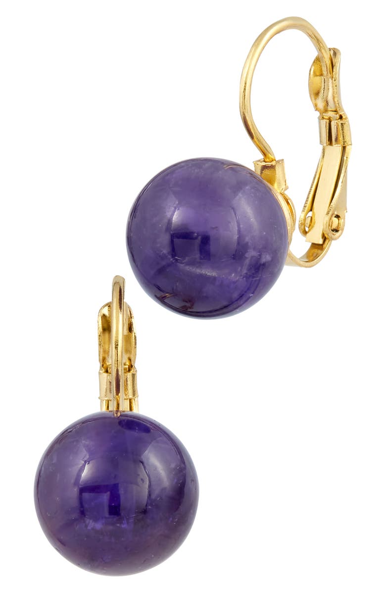 SAVVY CIE JEWELS Amethyst Lever Back Earrings, Main, color, Yellow