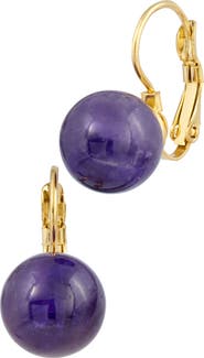 SAVVY CIE JEWELS Amethyst Lever Back Earrings