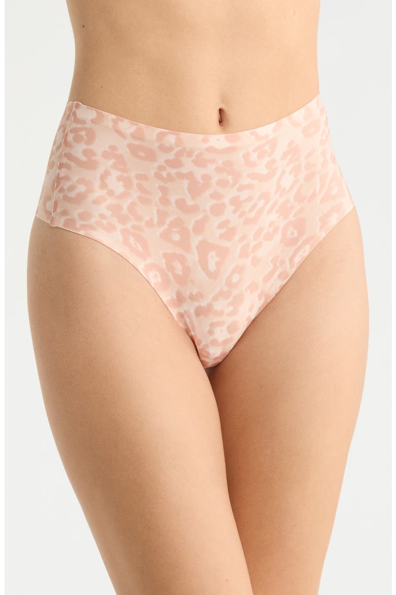 Softstretch High Waist Thong, Main, color, LEO BLUSH