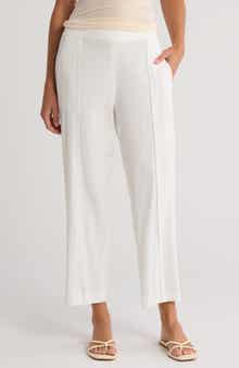Vince Pintuck Tapered Crop Linen Blend Trousers