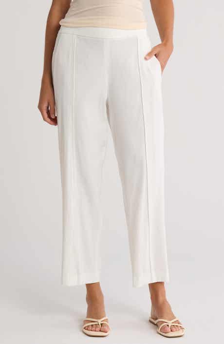 Vince Pintuck Tapered Crop Linen Blend Trousers