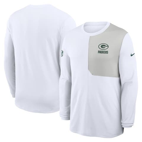 Men's Nike White Green Bay Packers Sideline Coach UV Performance Long Sleeve T-Shirt