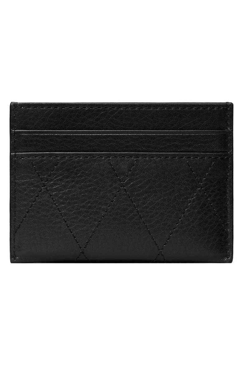 Charlie Quilted Leather Card Case, Alternate, color, BLACK