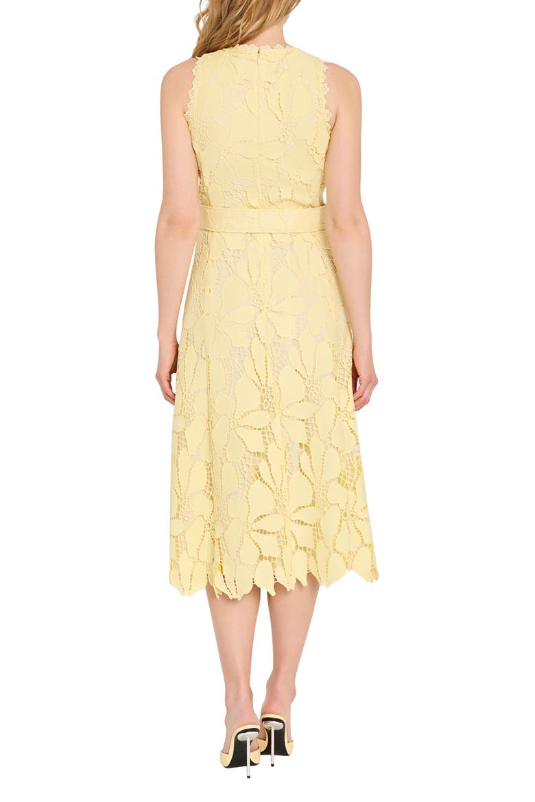 Sleeveless Belted Fit & Flare Dress, Alternate, color, BUTTERCUP