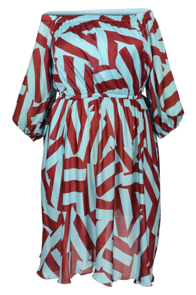 Edwina Off the Shoulder Long Sleeve Dress, Alternate, color, CIRCLE STRIPES