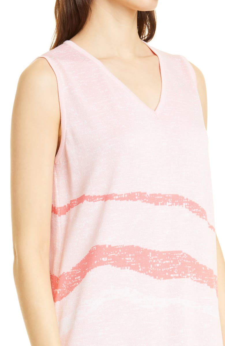 Misook Landscape Knit Dress, Alternate, color, Pink Clay/ Sugar Coral/ White