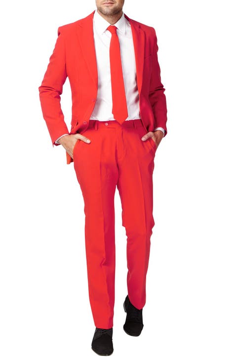 OppoSuit 'Red Devil' Trim Fit Two-Piece Suit with Tie