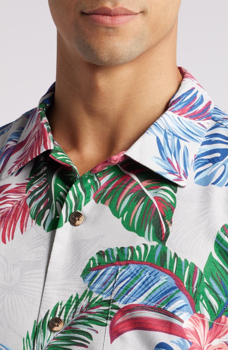 Tommy Bahama Frond Fusion Short Sleeve Silk Blend Button-Up Shirt, Alternate, color, Breeze