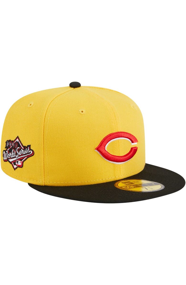 New Era Men's New Era Yellow/Black Cincinnati Reds Grilled 59FIFTY Fitted Hat, Main, color, Yellow