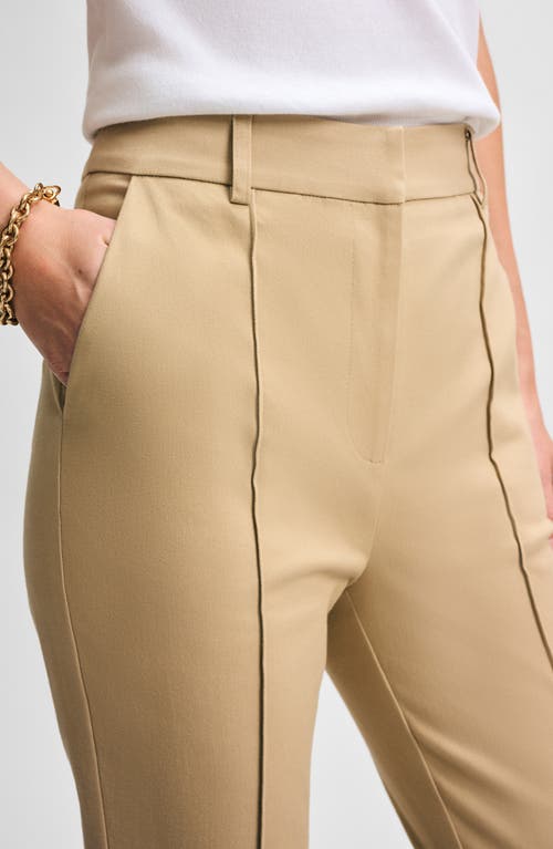 Isaac Mizrahi New York Stretch Twill Ankle Kick Flare Pants In Khaki
