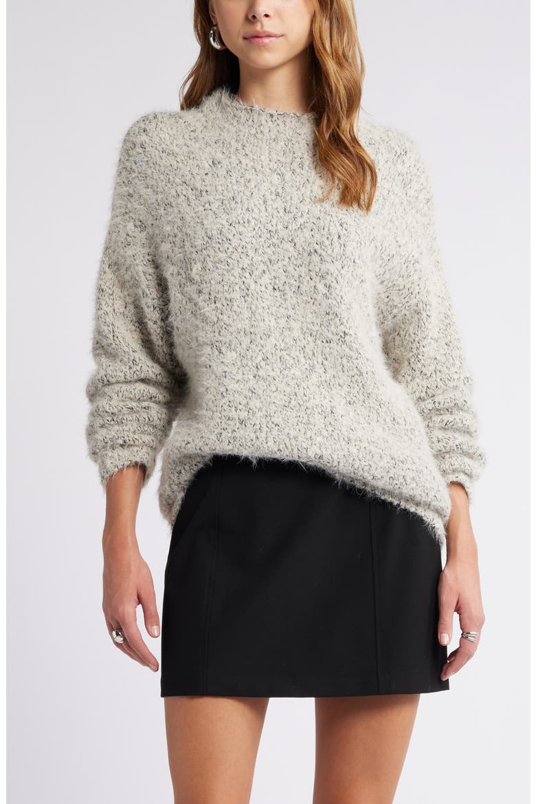 Marled Mock Neck Sweater, Main, color, IVORY DOVE- BLACK COMBO