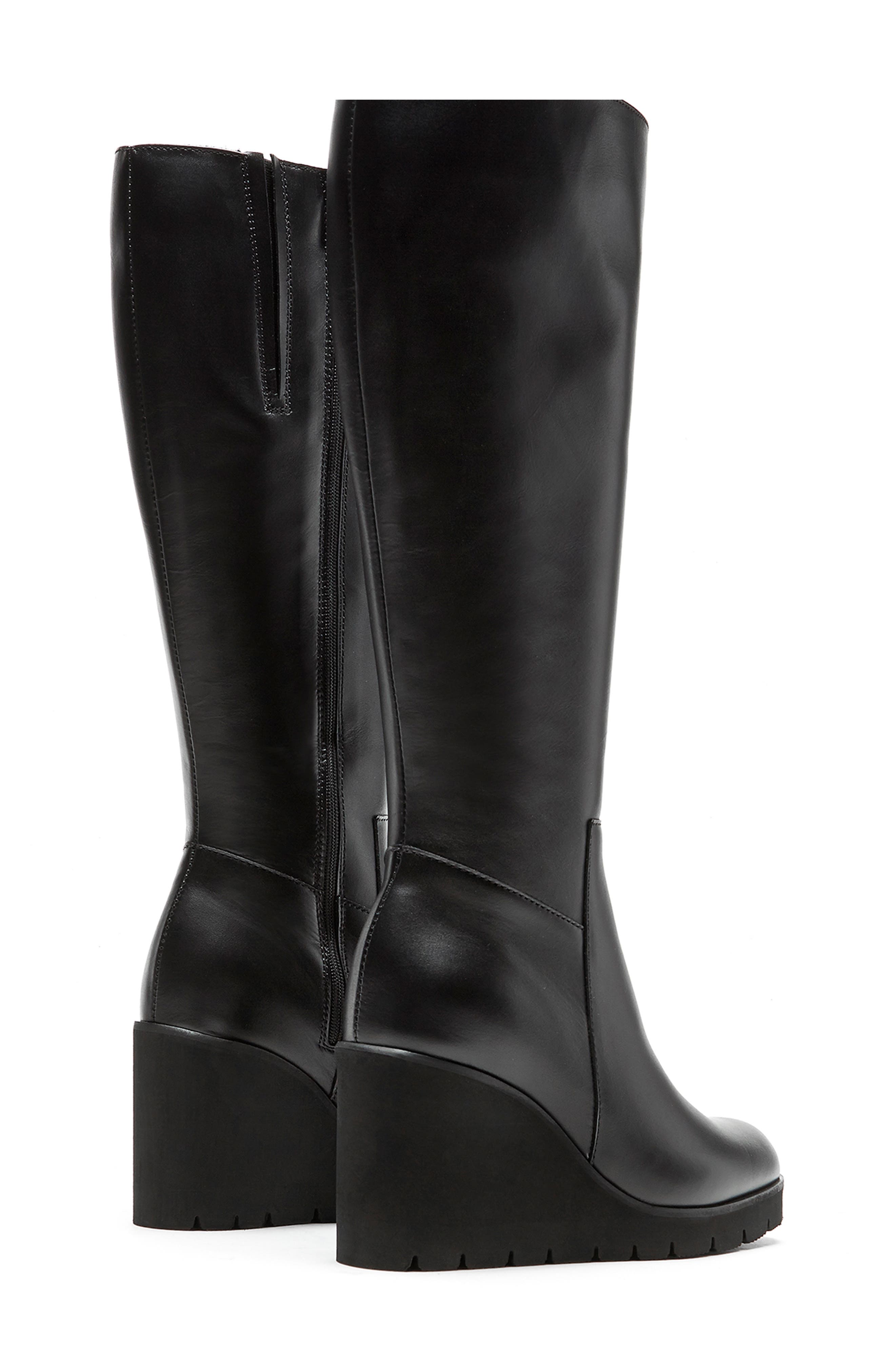 La Canadienne Goup Waterproof Knee High Wedge Boot, Alternate, color, Black Leather