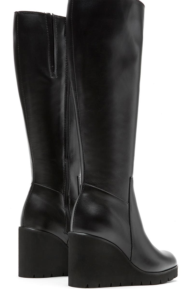La Canadienne Goup Waterproof Knee High Wedge Boot, Alternate, color, Black Leather