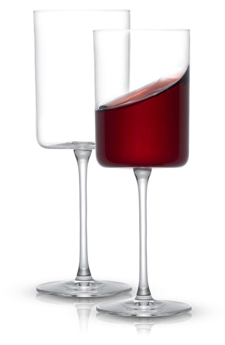 JoyJolt Claire Set of 2 Red Wine Glasses, Alternate, color, Clear