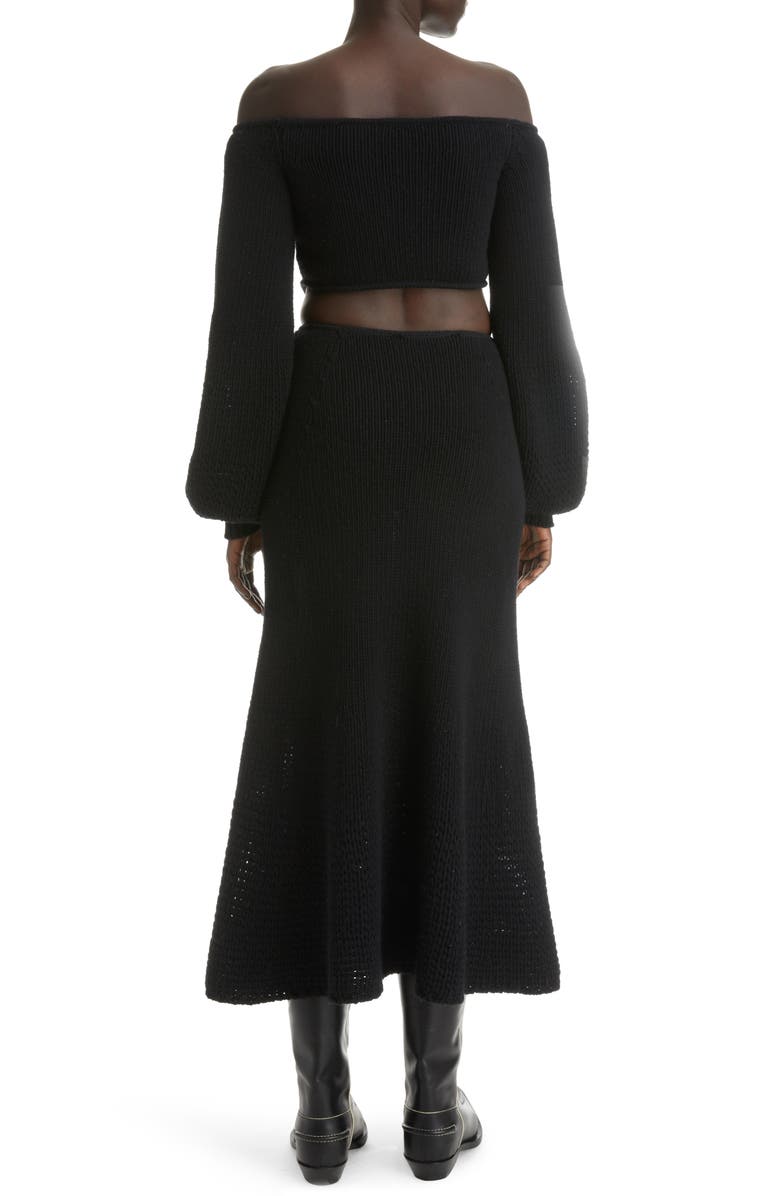 Chloé Cutout Off the Shoulder Wool & Cashmere Midi Dress, Alternate, color, 