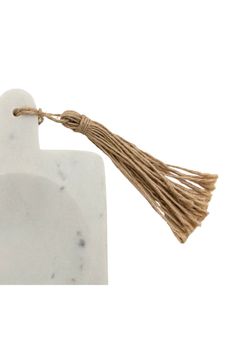 4" x 6" White Marble Spoon Rest Holder w/ Jute Decorative Tassel, Alternate, color, White