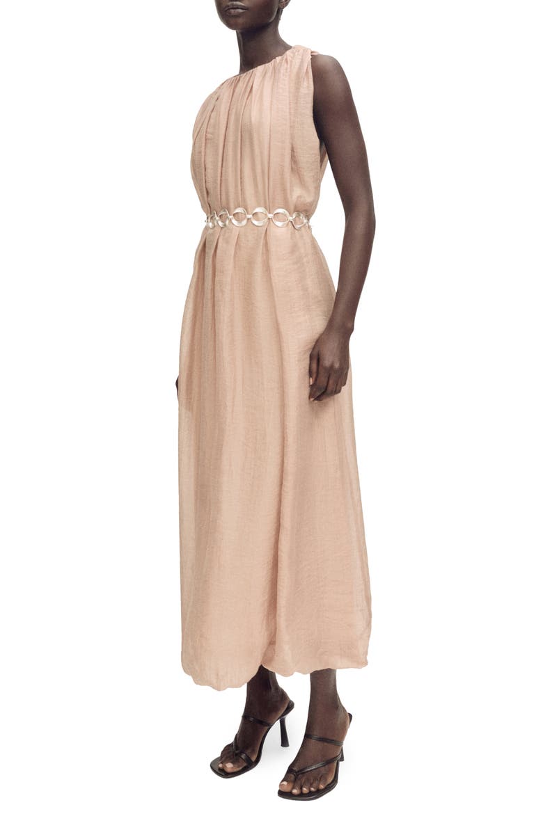 Gathered Belted Maxi Dress, Main, color, BEIGE