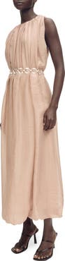 MANGO Gathered Belted Maxi Dress