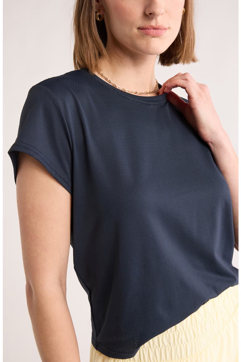 Flow Mesh Pleated T-Shirt, Alternate, color, NAVY SAPPHIRE