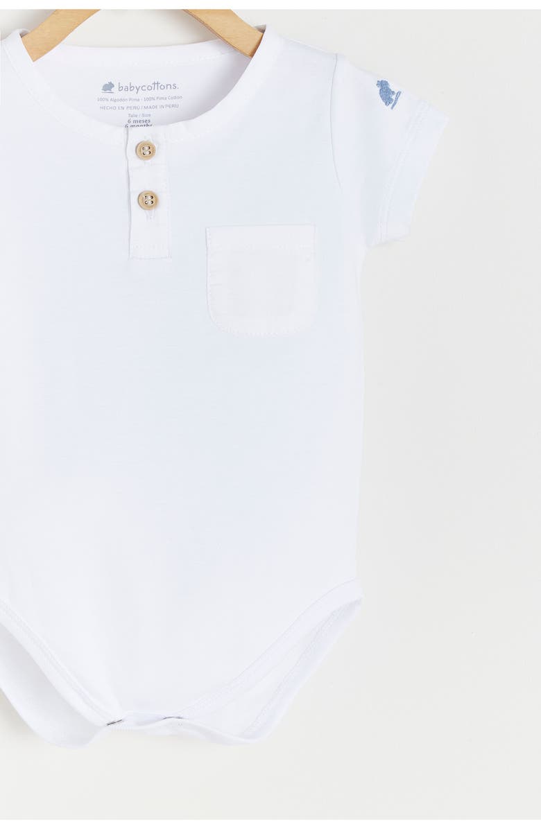 Babycottons Premium Peruvian Pima Cotton Essentials Mandarin Collar Bodysuit for Infant, Alternate, color, White