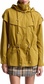 Avec Les Filles Hooded Drawstring Waist Jacket