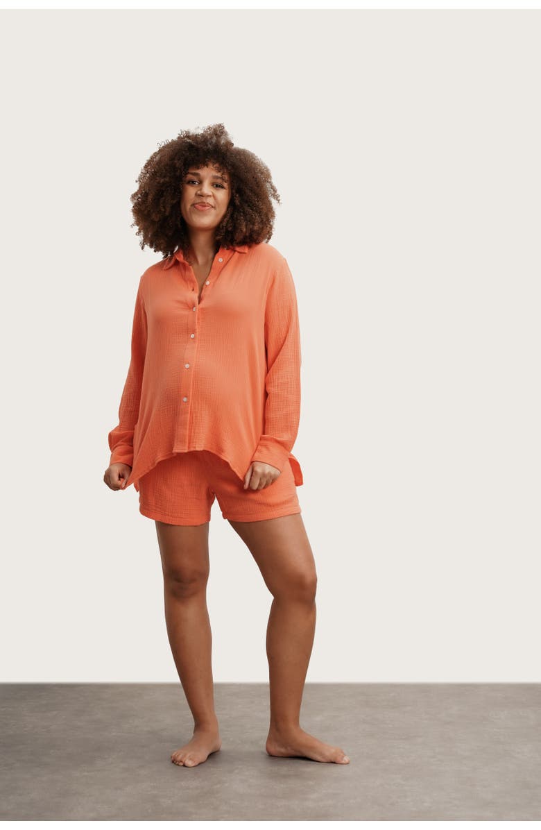 Nom Maternity The Easy Maternity & Nursing Shirt, Main, color, Orange