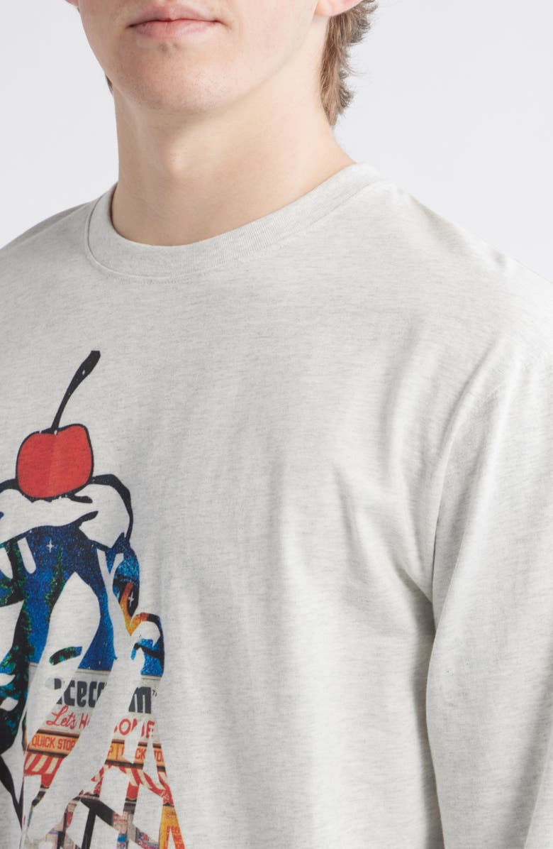 ICECREAM Cone Man Graphic Long Sleeve T-Shirt, Alternate, color, Light Gray