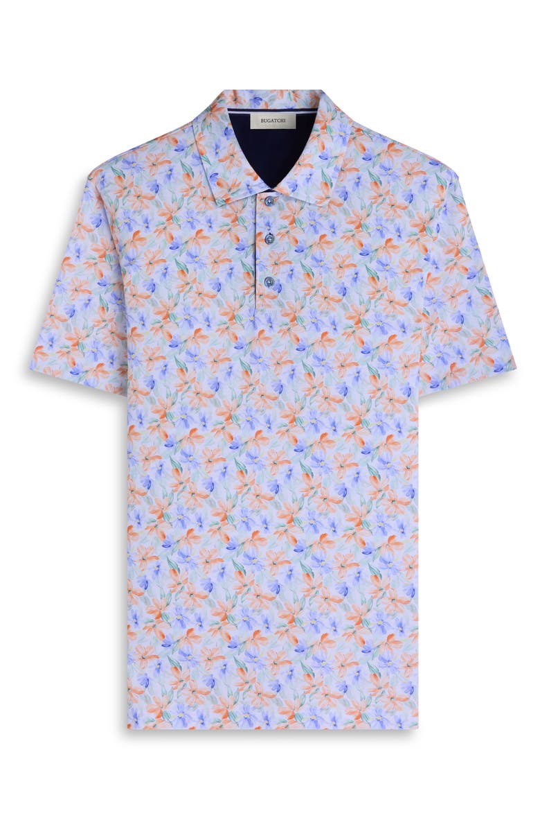 Bugatchi Hendrix Floral Pima Cotton Polo, Alternate, color, Peach