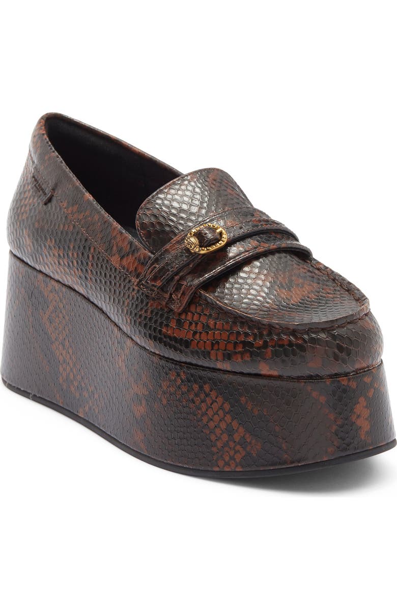 Kurt Geiger London Mayfair Flatform Loafer, Main, color, Dark Brown Combination