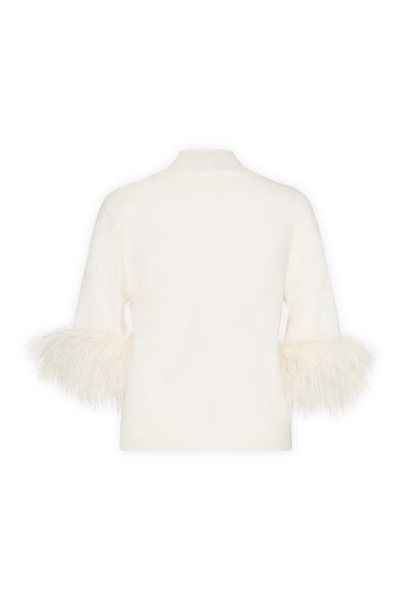 Feather Detail Mock Neck Sweater, Alternate, color, ECRU