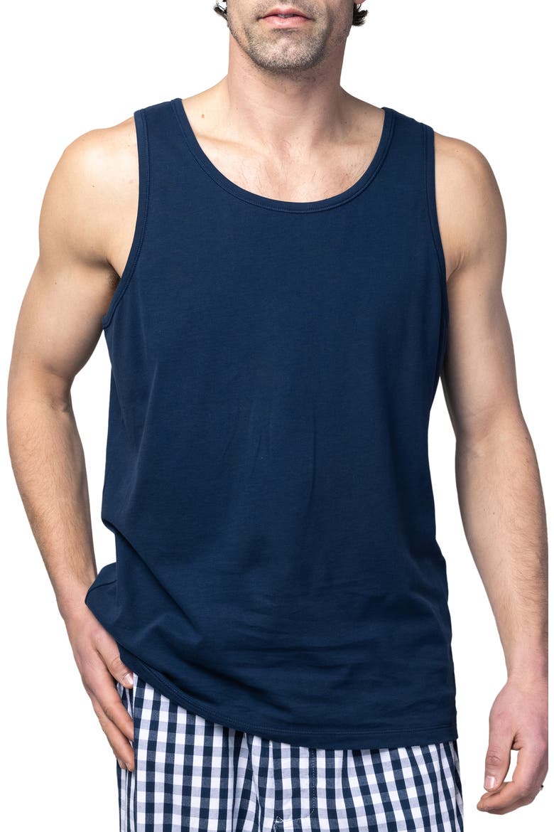 Pima Cotton Sleep Tank Top, Main, color, NAVY