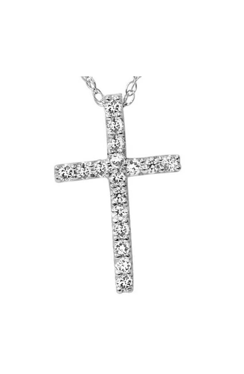 Bliss Diamond 1/10ct Diamond Cross Pendant 10K Gold 1/2" Tall Lab Grown, Main, color, 10K White Gold