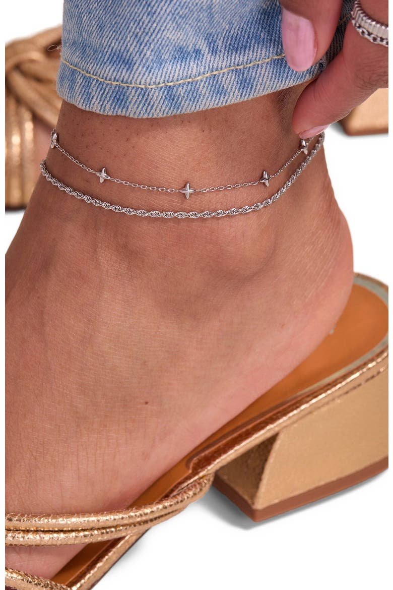 Mini Rope Chain Anklet, Alternate, color, Silver