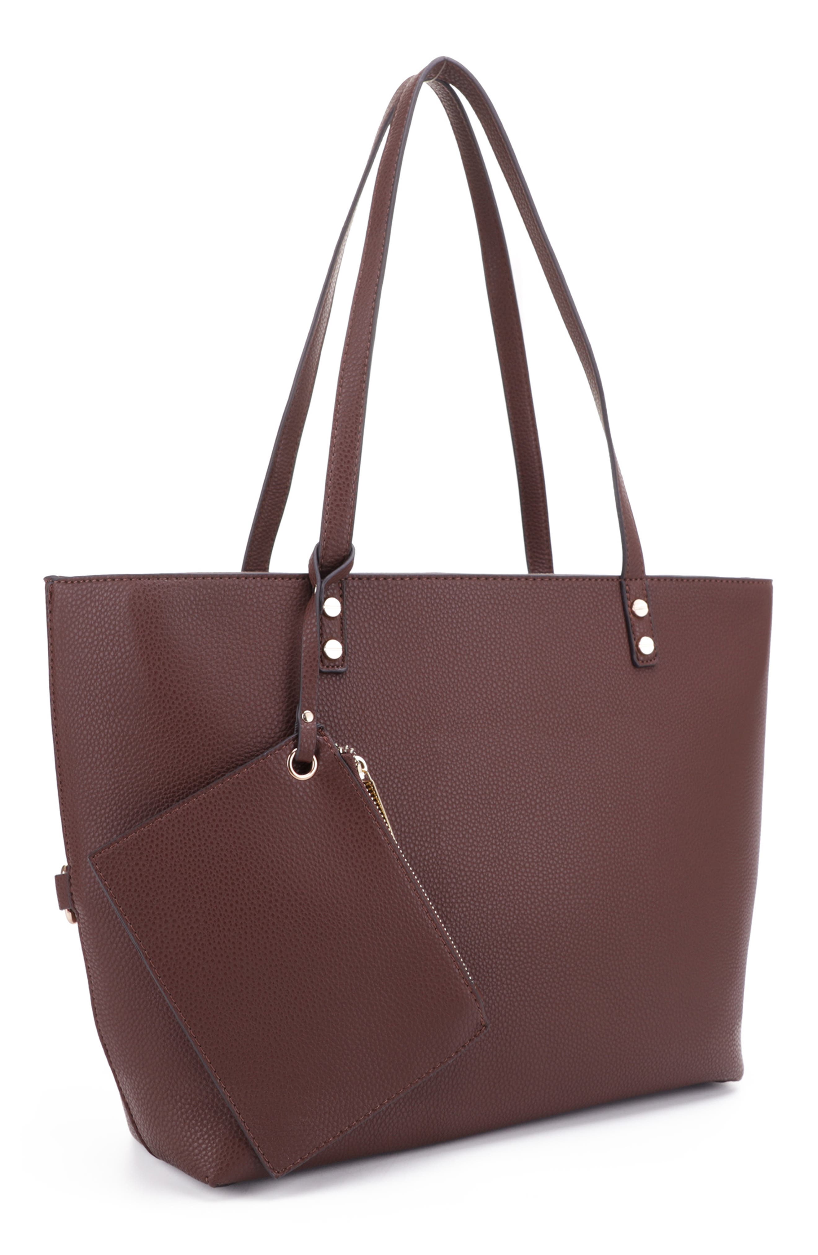 Estie Recycled Vegan Leather Tote, Alternate, color, CHOCOLATE