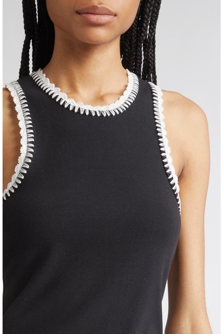 Lizzie Embroidered Contrast Stitch Tank, Alternate, color, BLACK/ IVORY