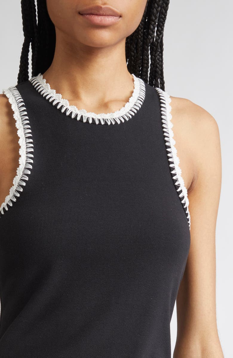 Cinq à Sept Lizzie Embroidered Contrast Stitch Tank, Alternate, color, Black/ Ivory