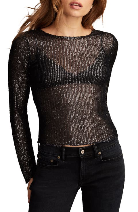 Sequin Long Sleeve Layering Top