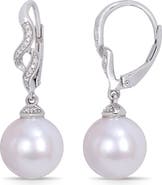 DELMAR Cultured Freshwater Pearl & Diamond Drop Earrings - 0.06ct.