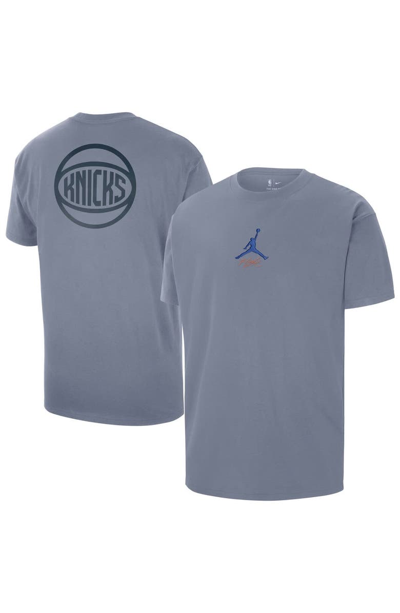 Jordan Brand Men's Jordan Brand Blue New York Knicks Statement Edition Jumpman Flight Heavyweight T-Shirt, Main, color, 