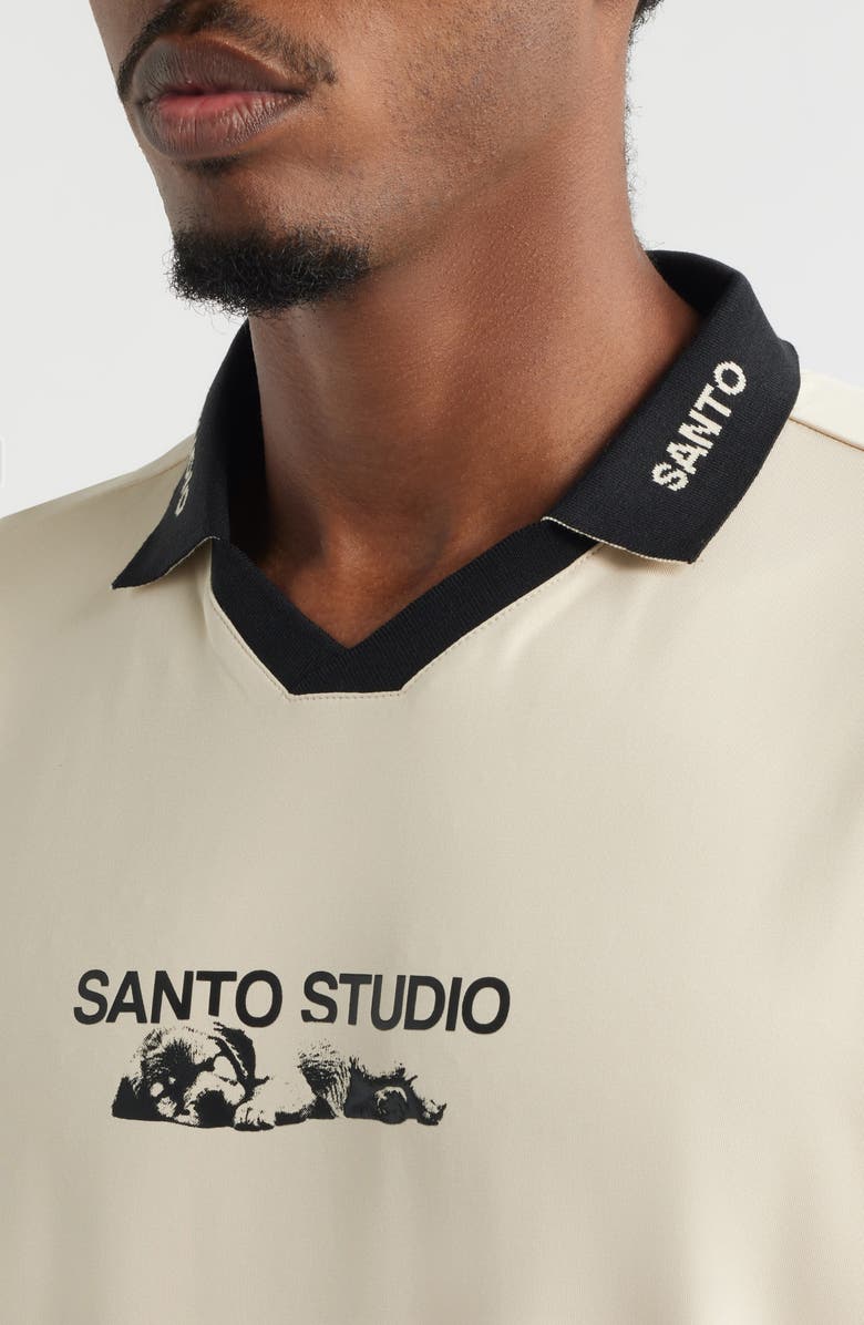SANTO STUDIO TNH Sleepy Dog Club Jersey Polo, Alternate, color, Cream