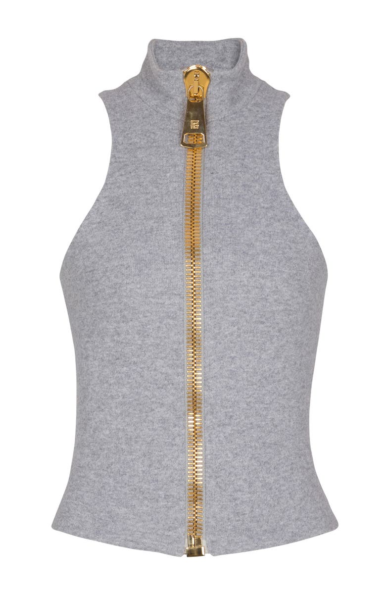 Balmain Sleeveless Cotton Knit Top, Alternate, color, 