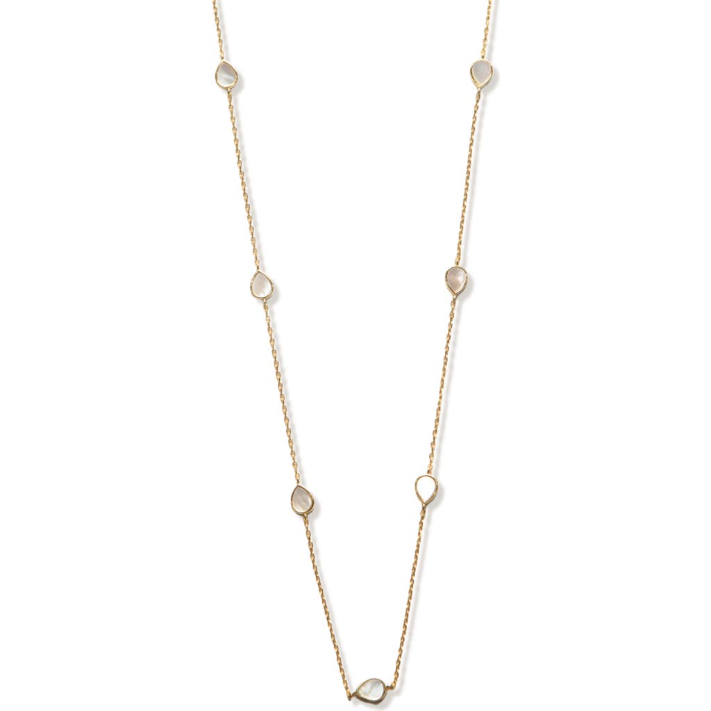 Argento Vivo Sterling Silver Elongated Mother-of-pearl Teardrop Station Necklace In Gold