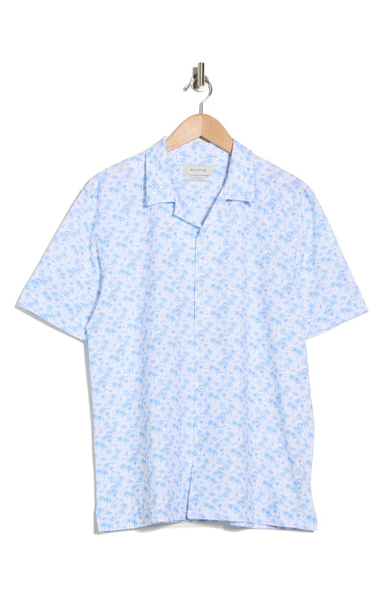 Bugatchi Print Camp Shirt, Main, color, Sky